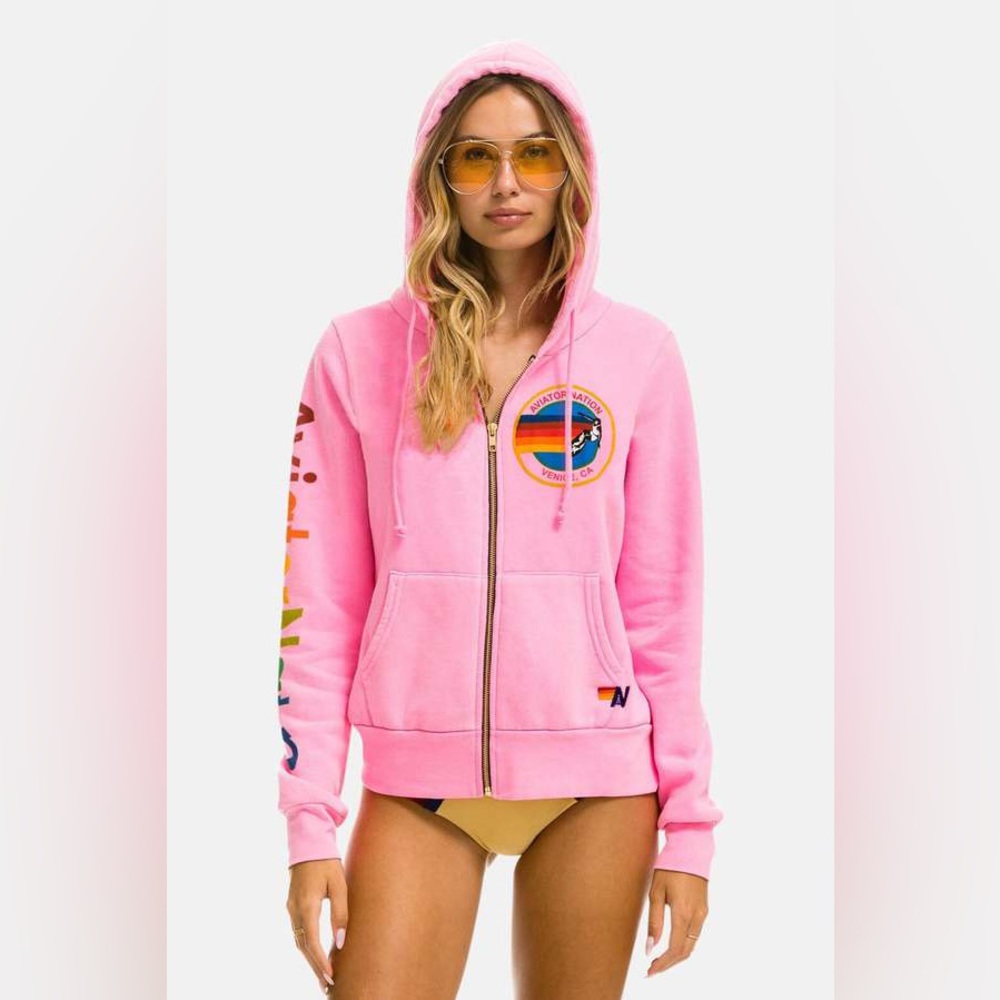 Aviator Nation Signature Hoodie in Neon Pink
